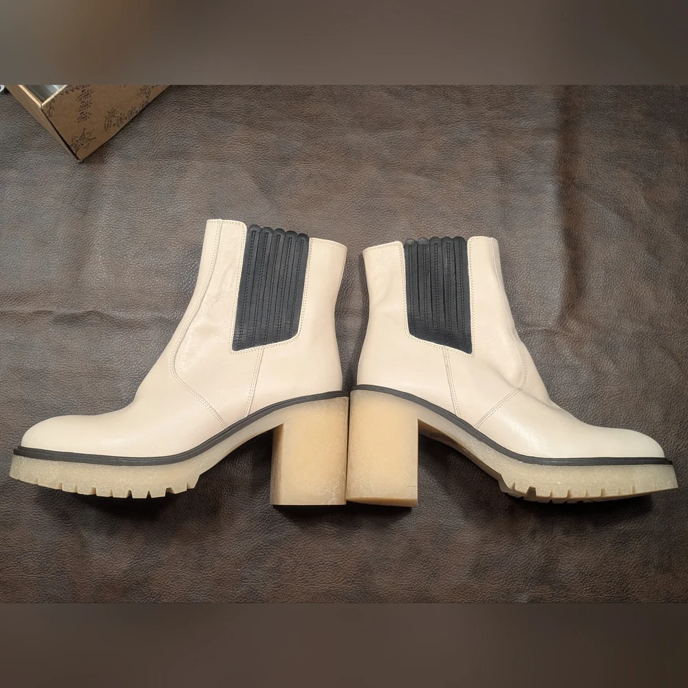 Free People Boots James Chelsea Bone/White Leather Womens EU 41 US 10.5 Platform - Picture 8 of 12